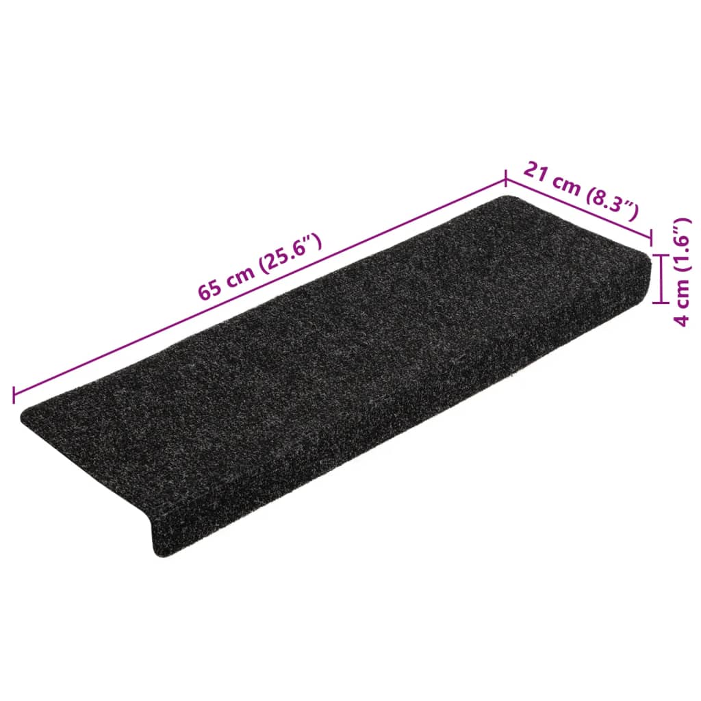 Stair Mats Self-adhesive 5 pcs 65x21x4 cm Black Rectangular Edge