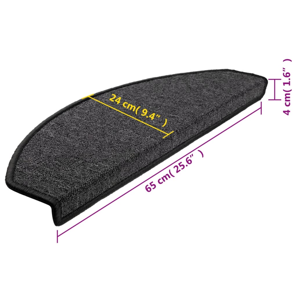 Stair Mats 10 pcs 65x24x4 cm Anthracite Half Round Large
