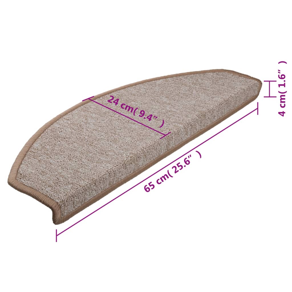 Stair mats 10 pcs 65 x 24 x 4 cm Light Brown