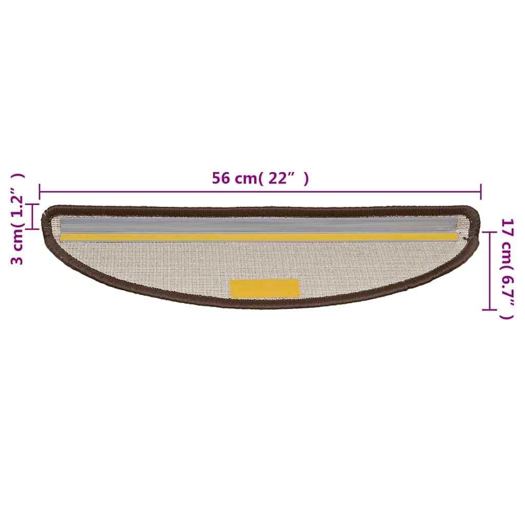 Stair Mats 10 pcs 56x17x3 cm Brown Half Round