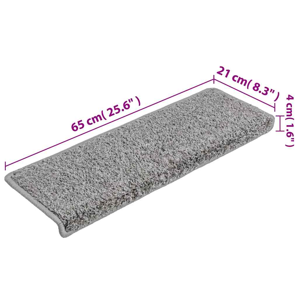 Stair Mats 10 pcs 65x21x4 cm Grey Rectangular Edge