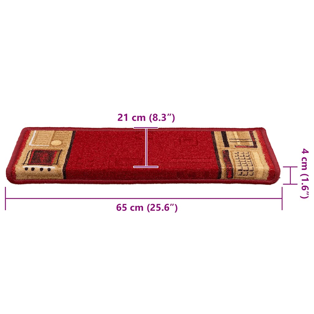 Stair Mats Self-adhesive 10 pcs 65x21x4 cm Red