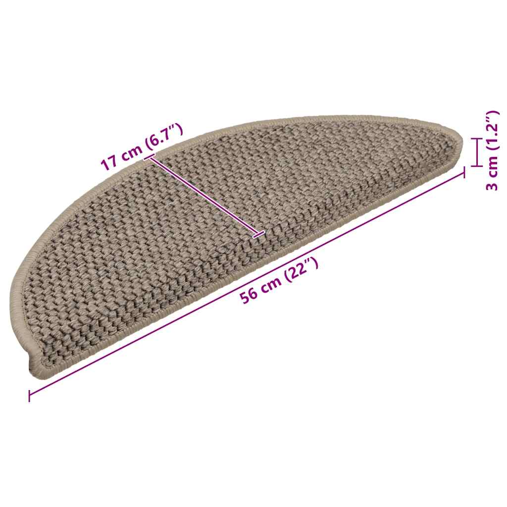 Stair Mats Self-adhesive Sisal-Look 15 pcs 56x17x3cm Dark Beige
