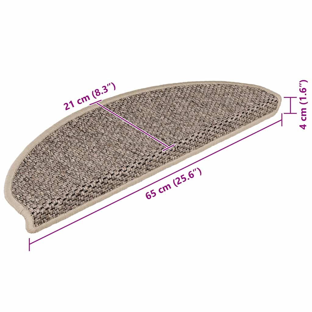 Stair Mats Self-adhesive Sisal-Look 15 pcs 65x21x4cm Dark Beige