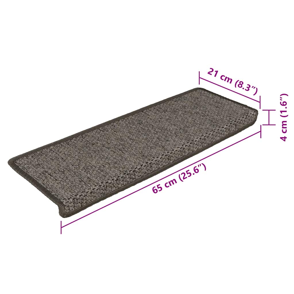 Stair Mats Self-adhesive Sisal-Look 15 pcs 65x21x4cm Grey&Beige