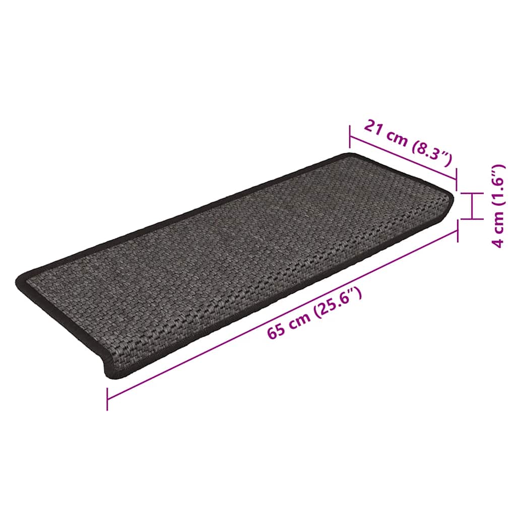 Stair Mats Self-adhesive Sisal-Look 15 pcs 65x21x4cm Anthracite