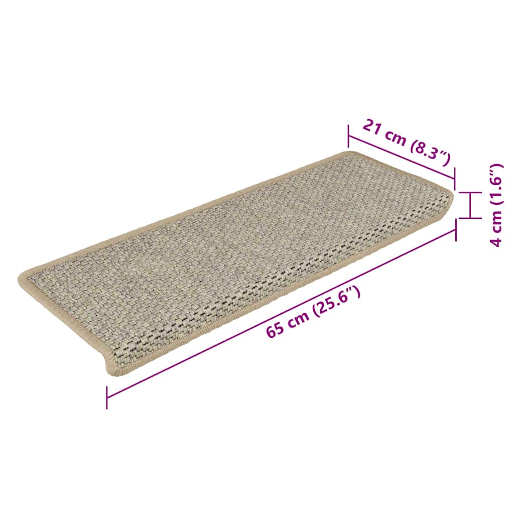 Stair Mats Self-adhesive Sisal-Look 15pcs 65x21x4cm Light Green