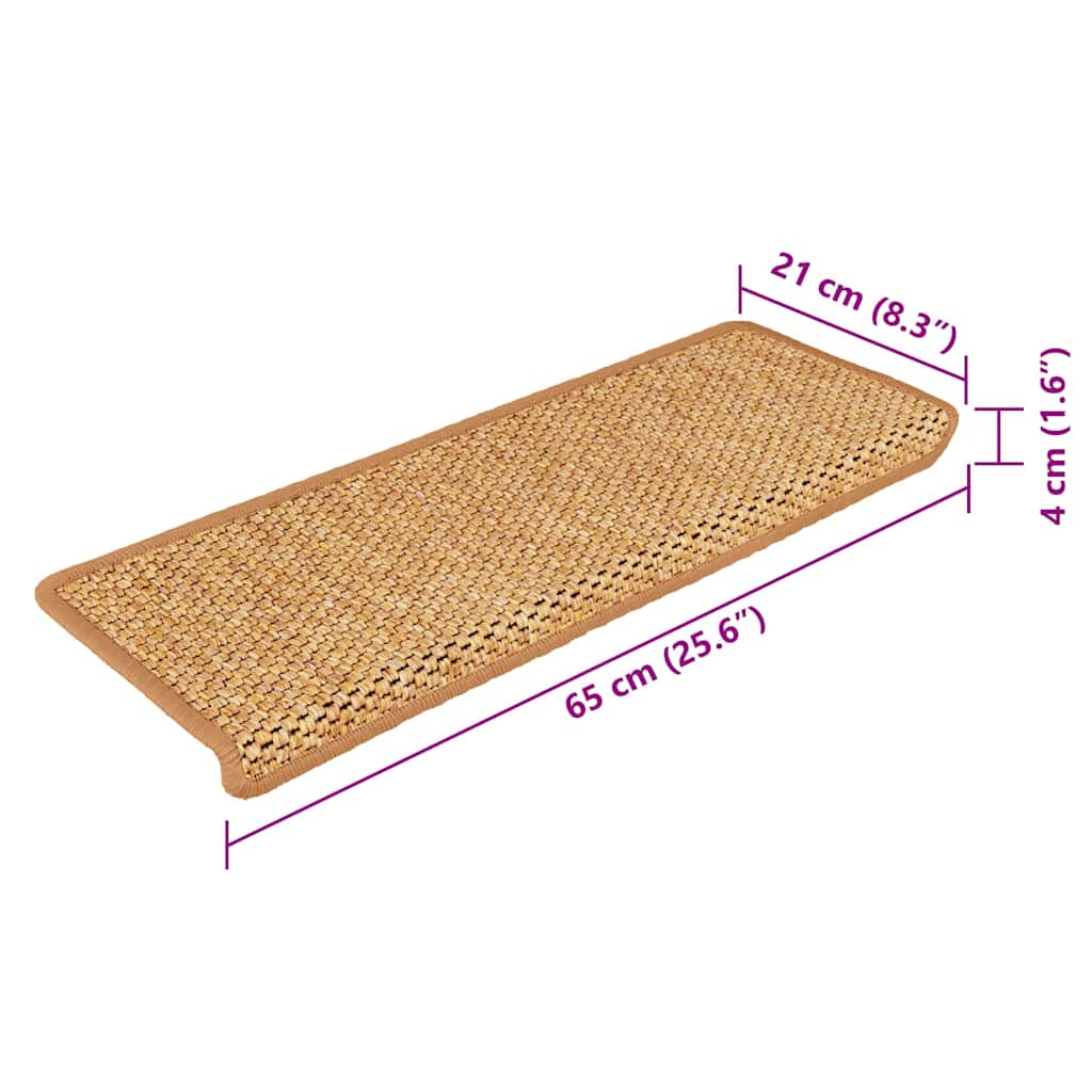 Stair Mats Self-adhesive Sisal-Look 15 pcs 65x21x4 cm Sisal