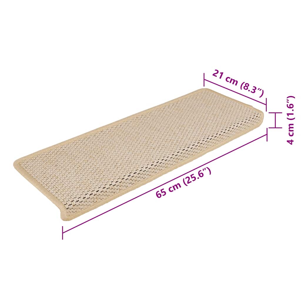 Stair Mats Self-adhesive Sisal-Look 15 pcs 65x21x4 cm Berber
