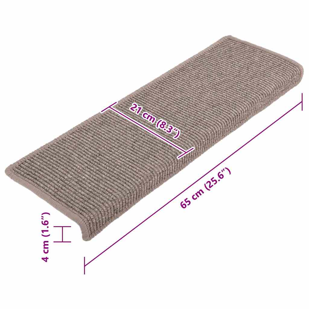 Stair Mats 15 pcs 65x21x4 cm Dark Beige Rectangular Edge