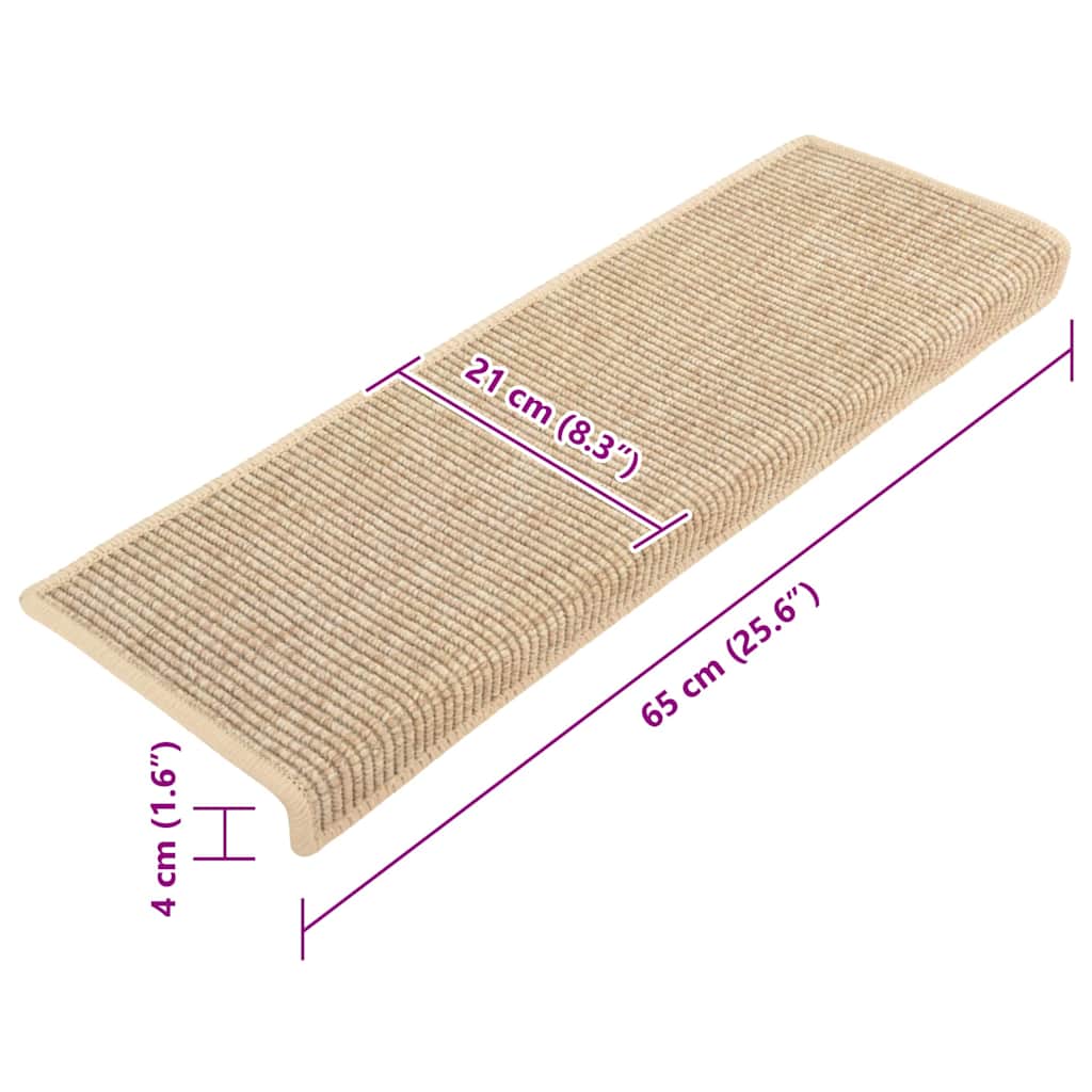 Stair Mats 15 pcs 65x21x4 cm Light Beige Rectangular Edge