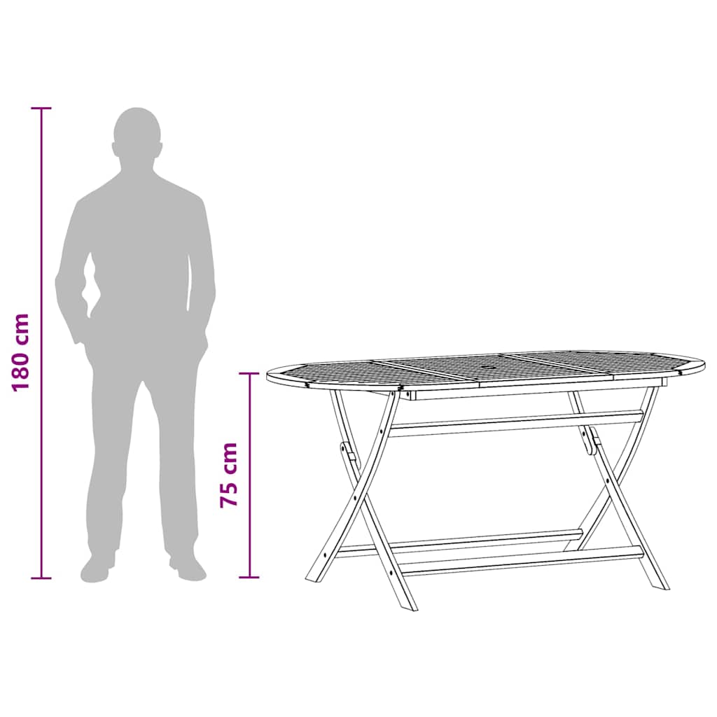 312454 vidaXL Folding Garden Table 160x85x75 cm Solid Eucalyptus Wood