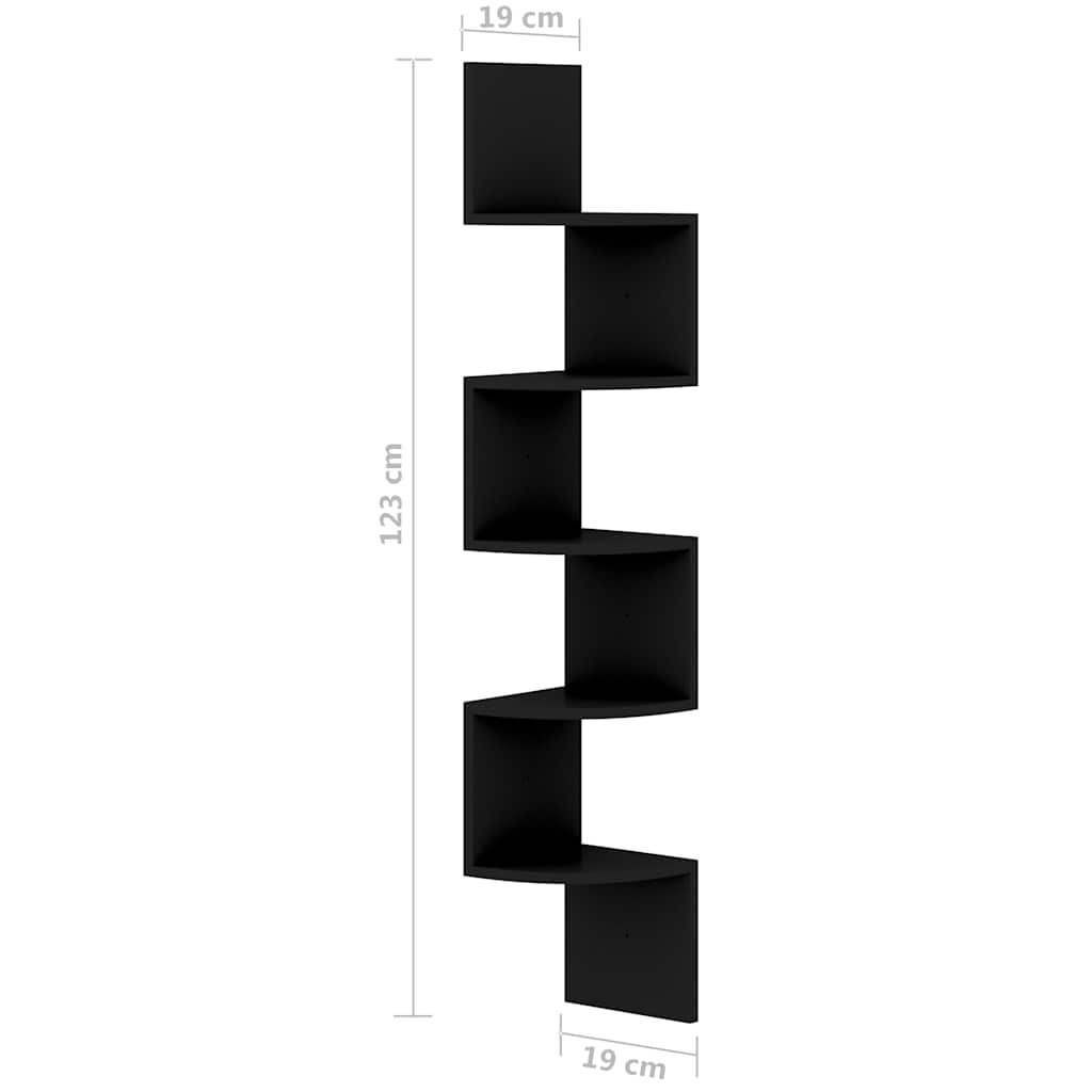 326832 vidaXL Wall Corner Shelf Black 19x19x123 cm Engineered Wood