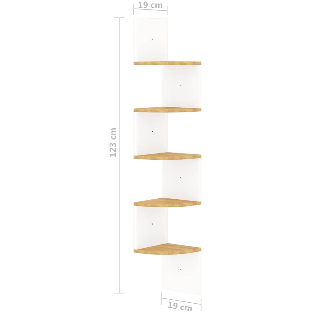 Wall Corner Shelf White&Sonoma Oak 19x19x123 cm Engineered Wood