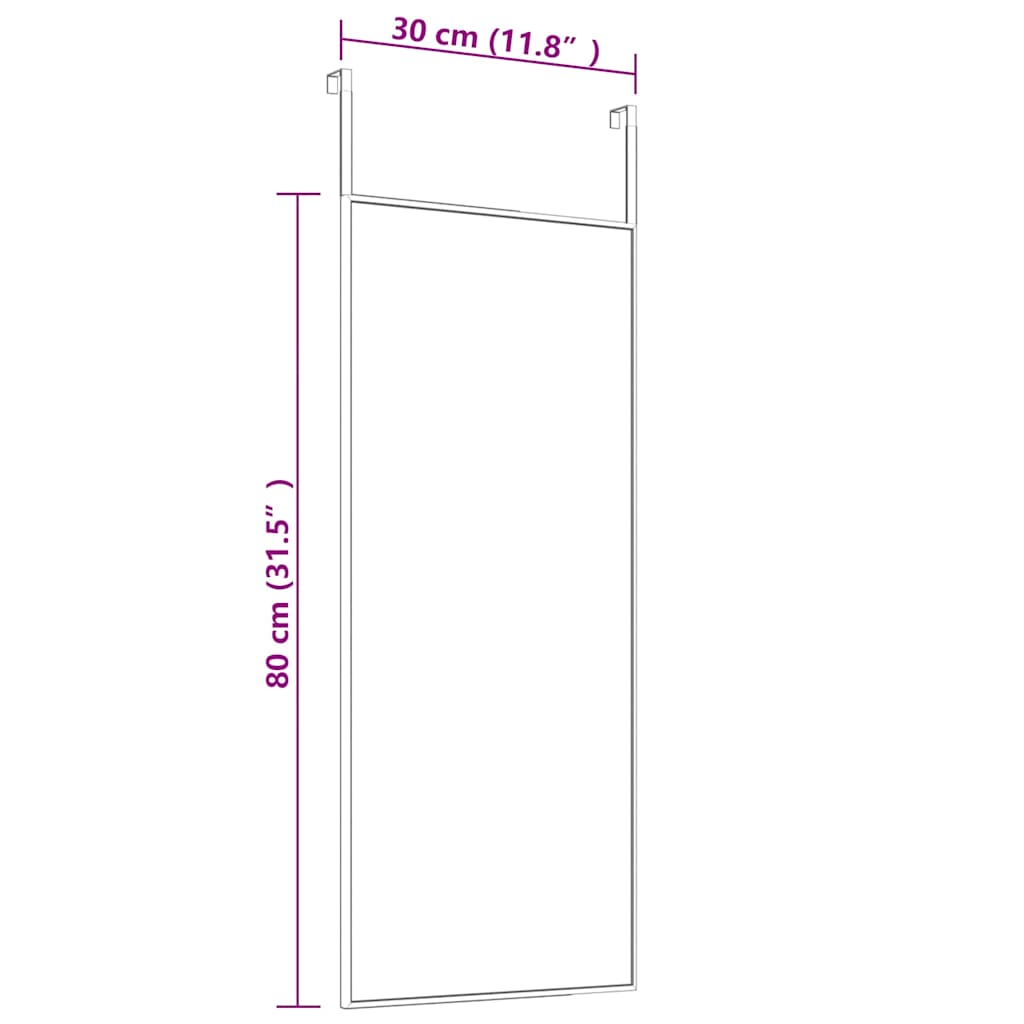 327404 vidaXL Door Mirror Black 30x80 cm Glass and Aluminium