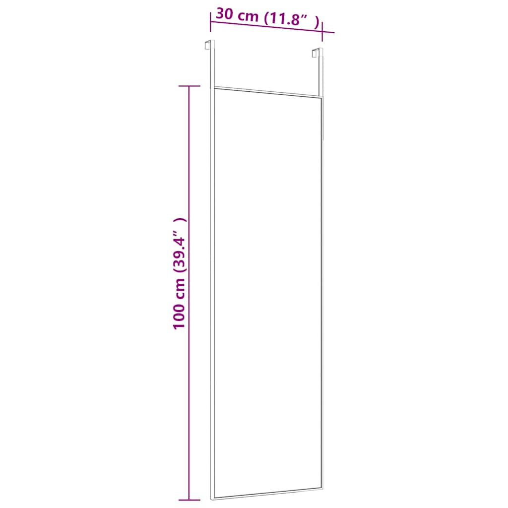 Door Mirror Black 30x100 cm Glass and Aluminium