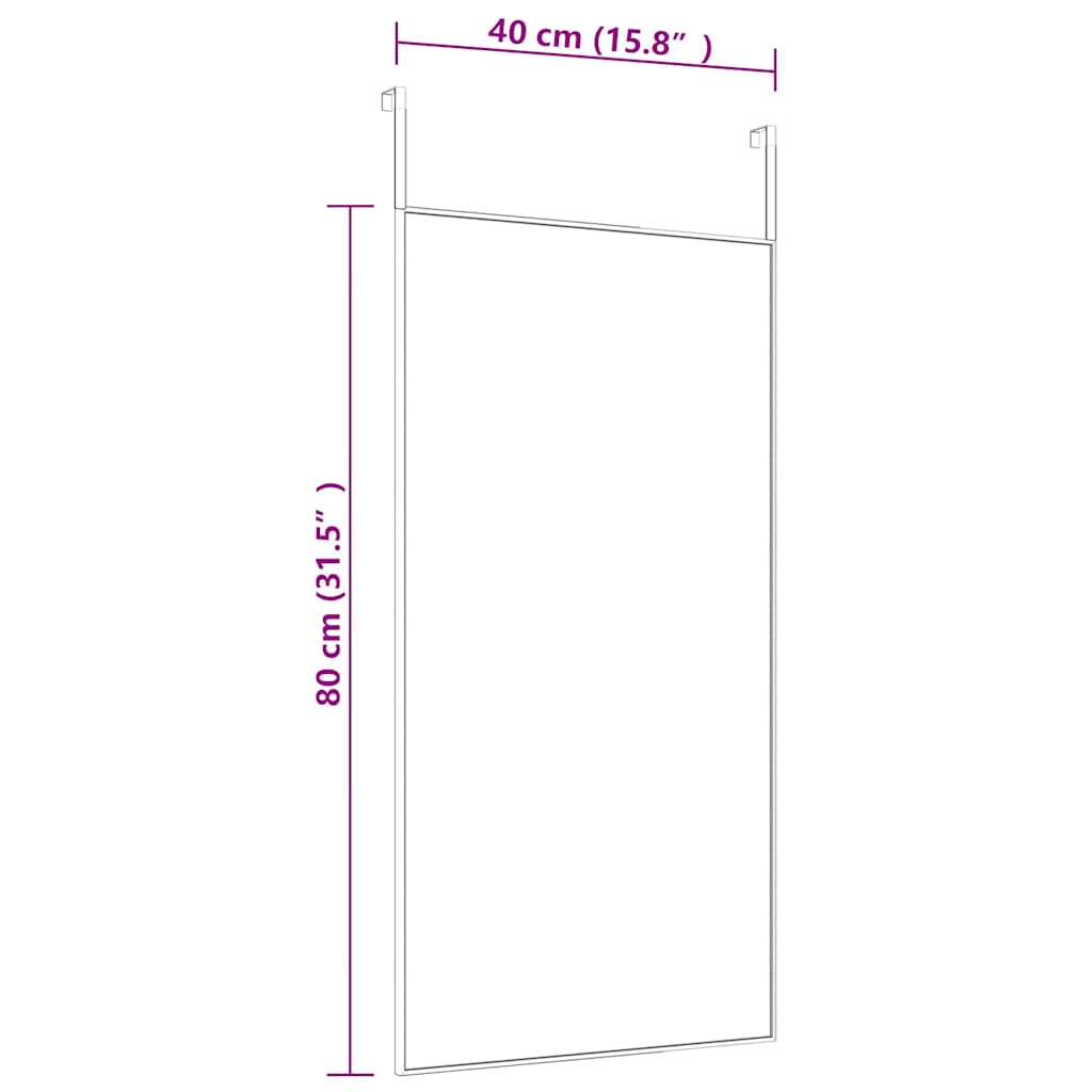 Door Mirror Black 40x80 cm Glass and Aluminium