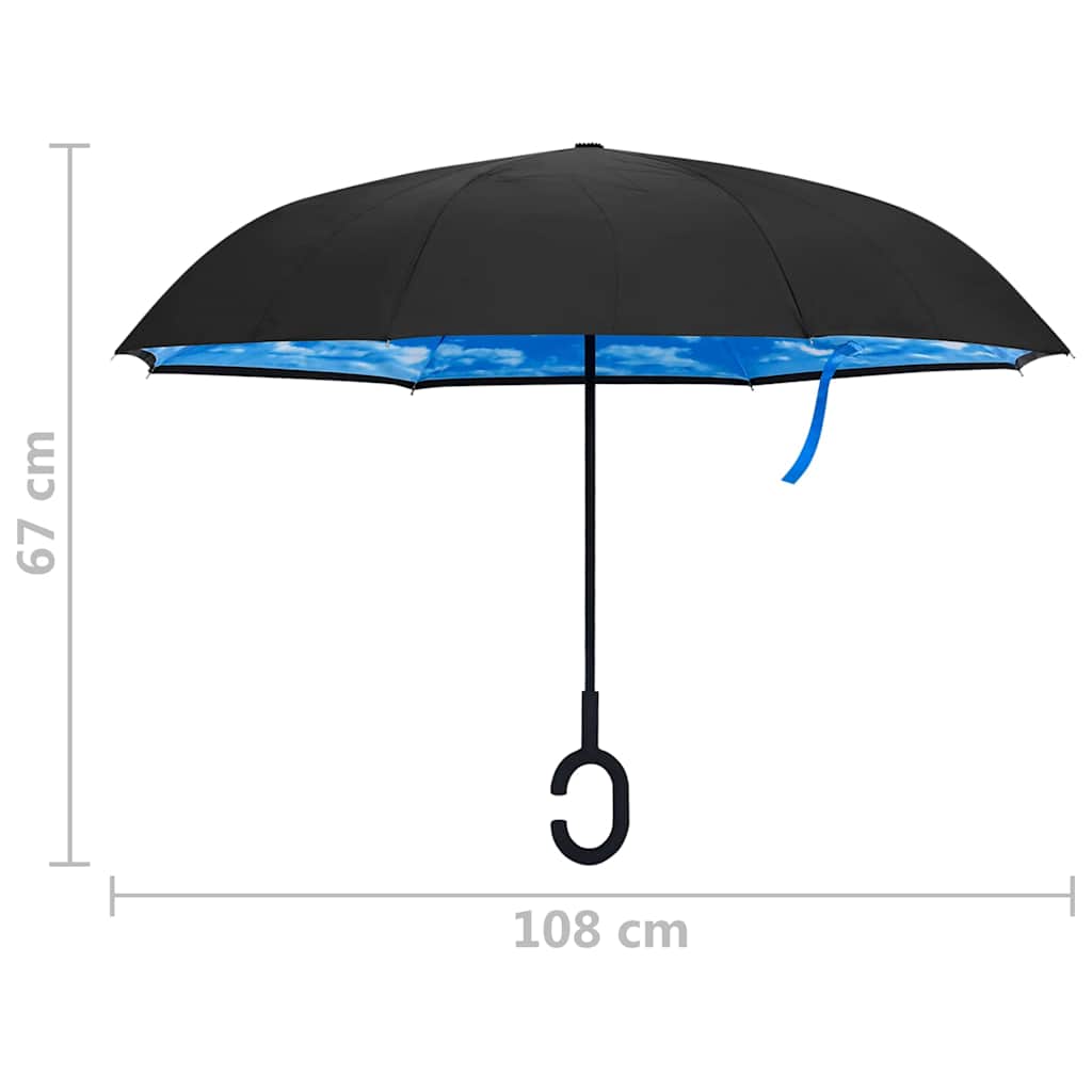149142 vidaXL Umbrella C-handle Black 108 cm