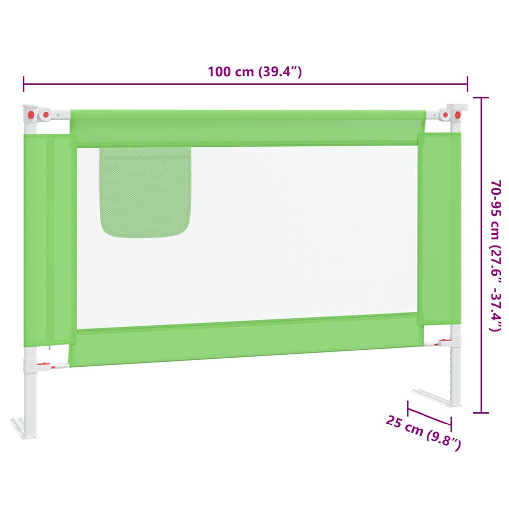 10190 vidaXL Toddler Safety Bed Rail Green 100x25 cm Fabric