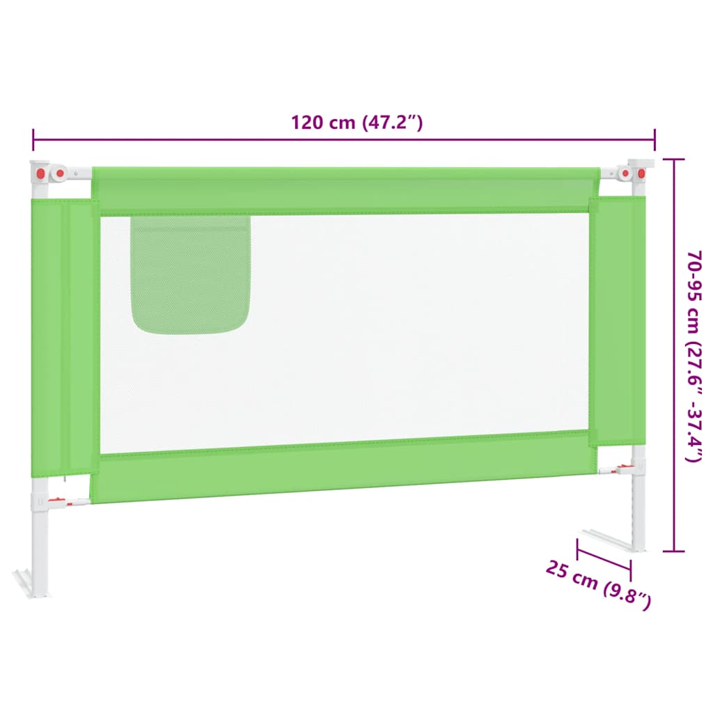 vidaXL Toddler Safety Bed Rail Green 120x25 cm Fabric