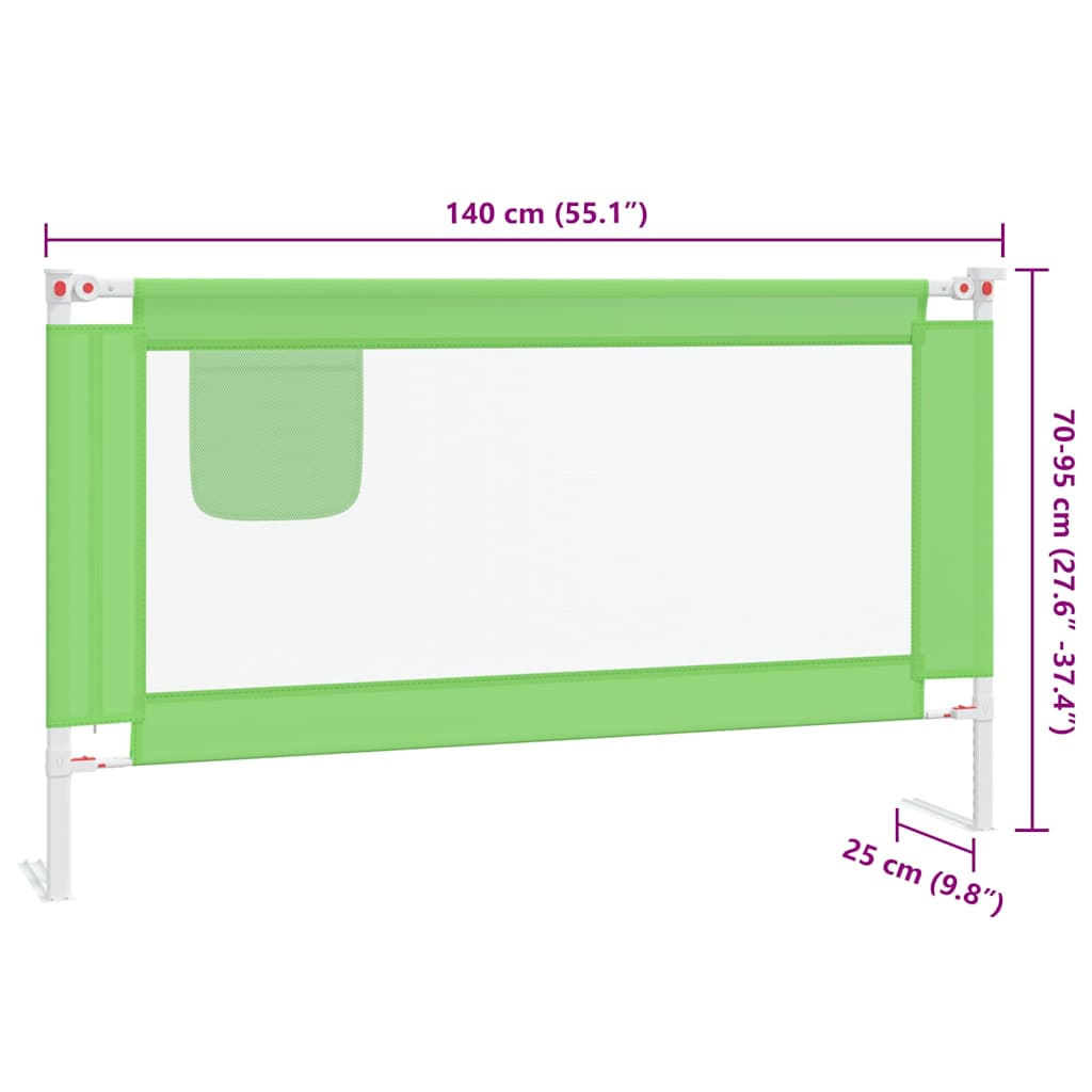 10192 vidaXL Toddler Safety Bed Rail Green 140x25 cm Fabric