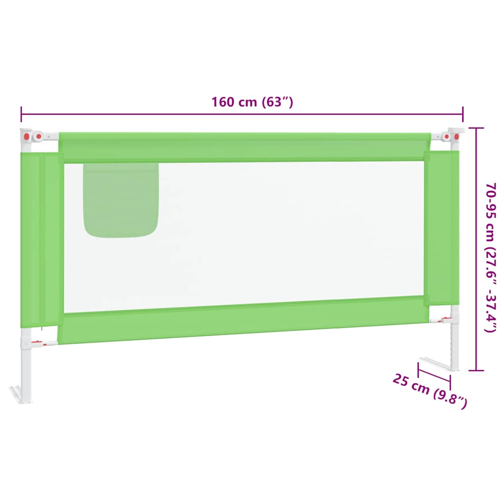 10194 vidaXL Toddler Safety Bed Rail Green 160x25 cm Fabric