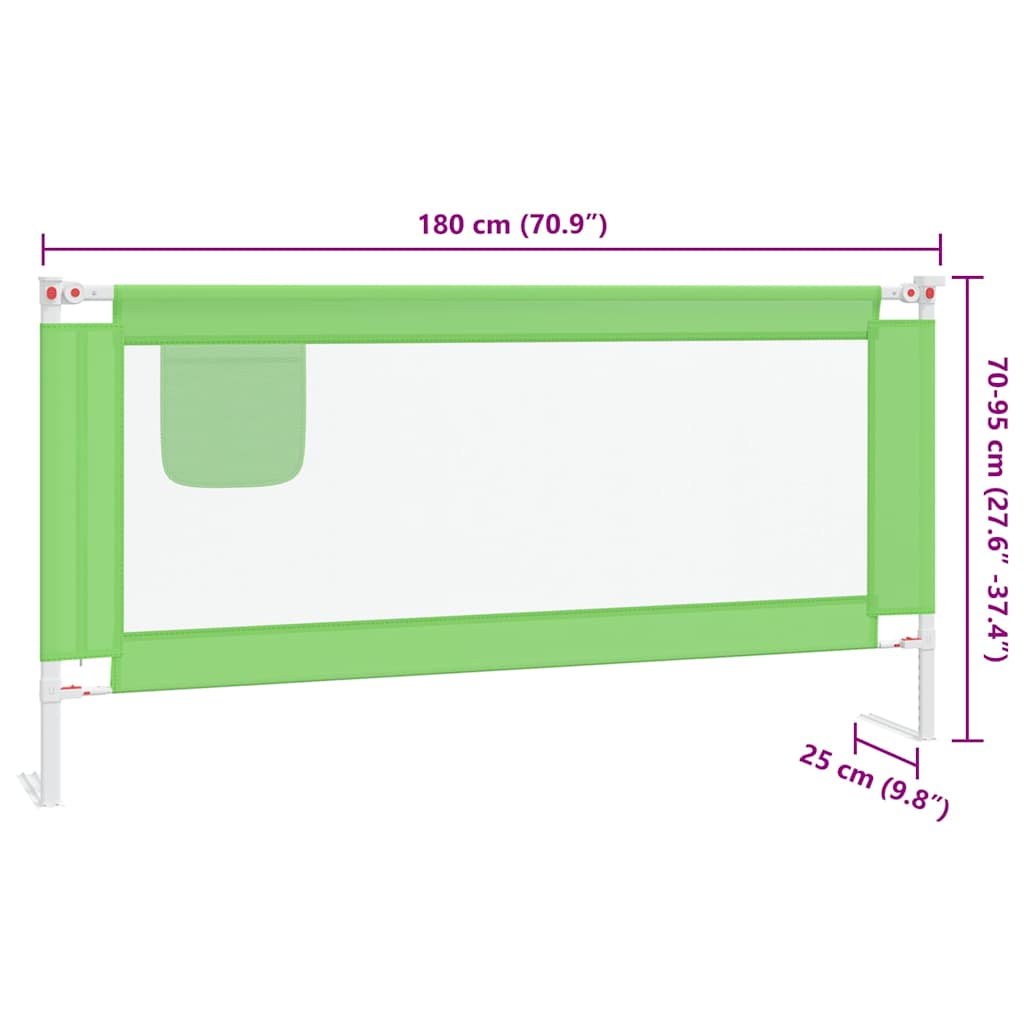 10195 vidaXL Toddler Safety Bed Rail Green 180x25 cm Fabric