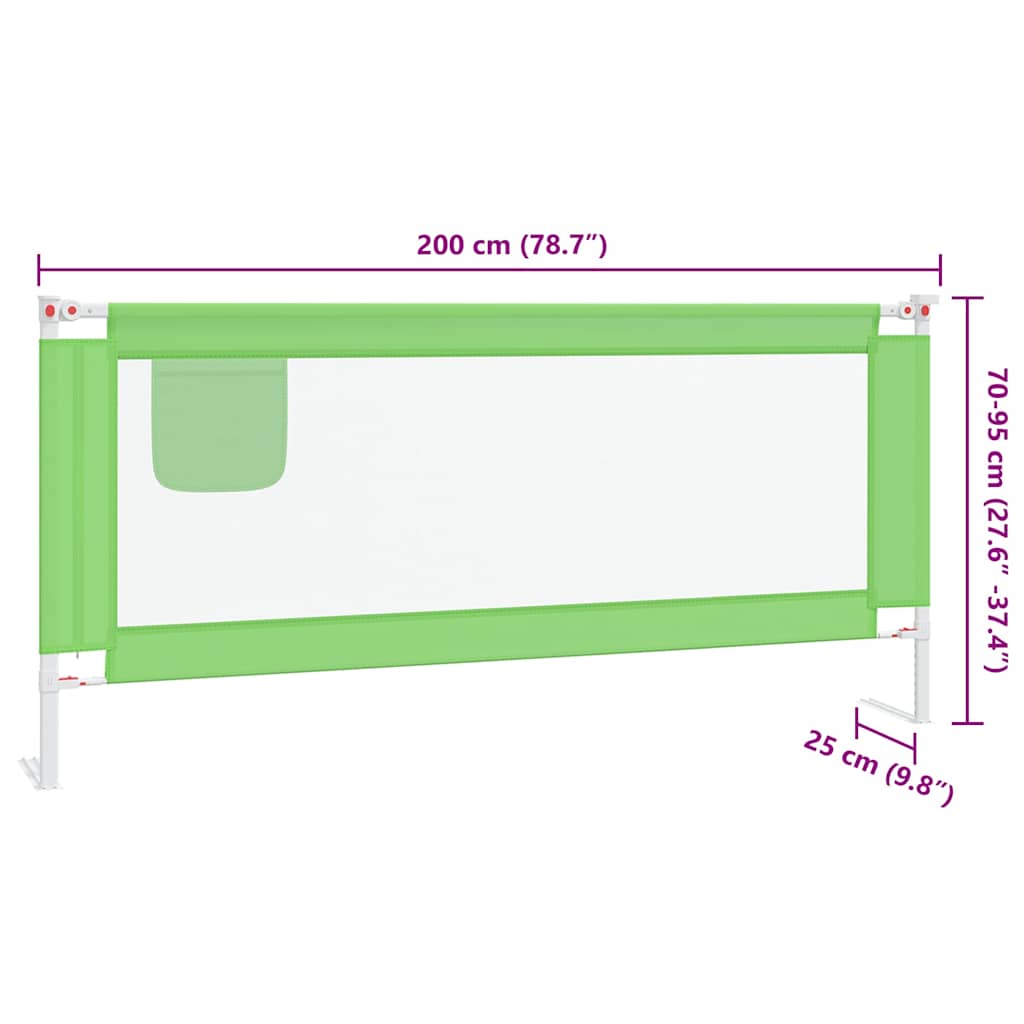 10197 vidaXL Toddler Safety Bed Rail Green 200x25 cm Fabric