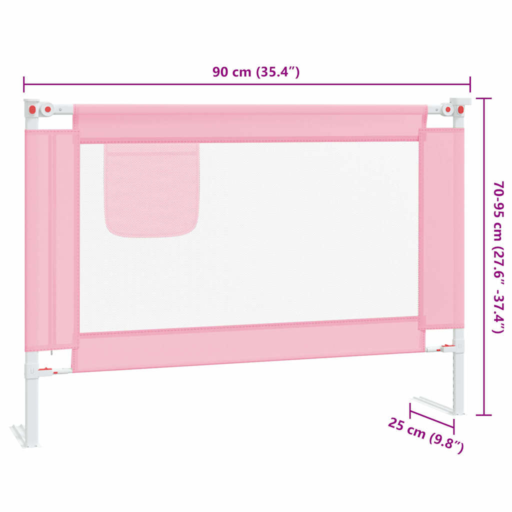 10198 vidaXL Toddler Safety Bed Rail Pink 90x25 cm Fabric
