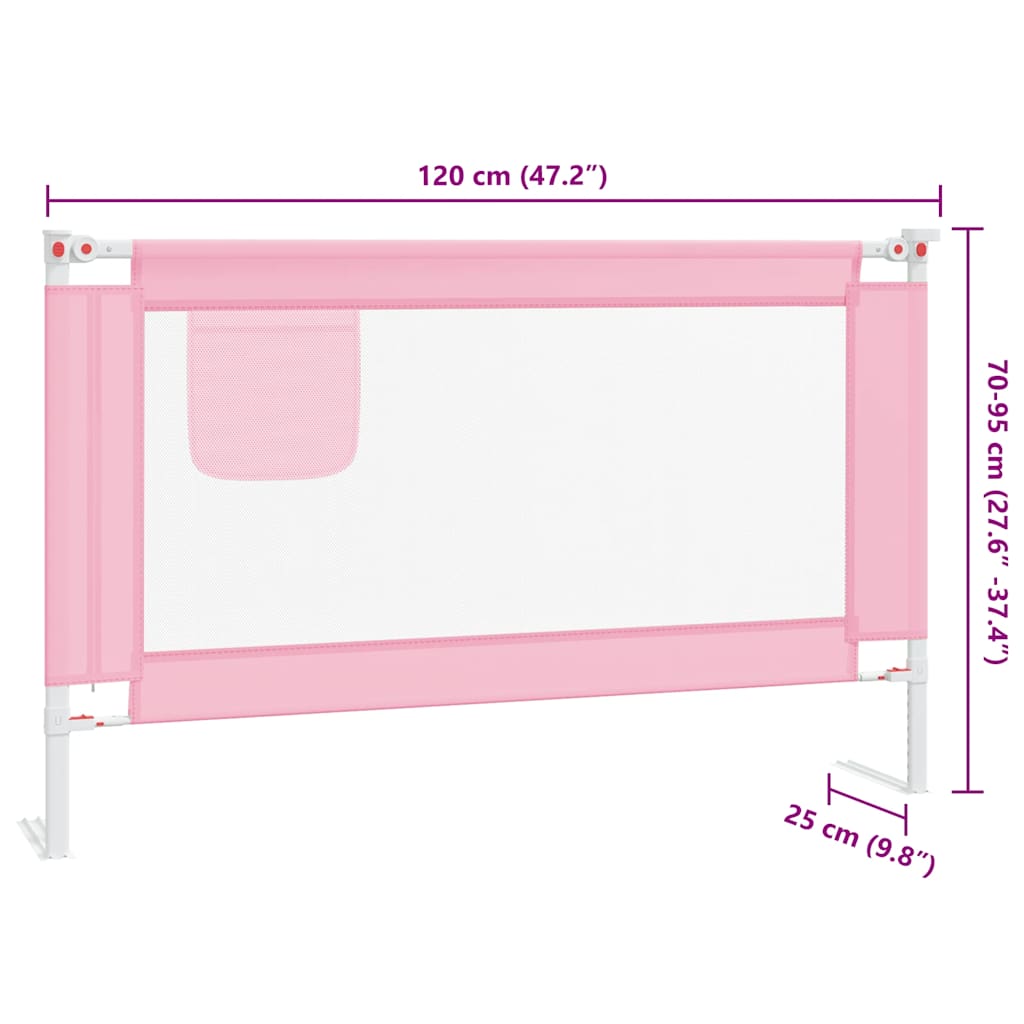 vidaXL Toddler Safety Bed Rail Pink 120x25 cm Fabric