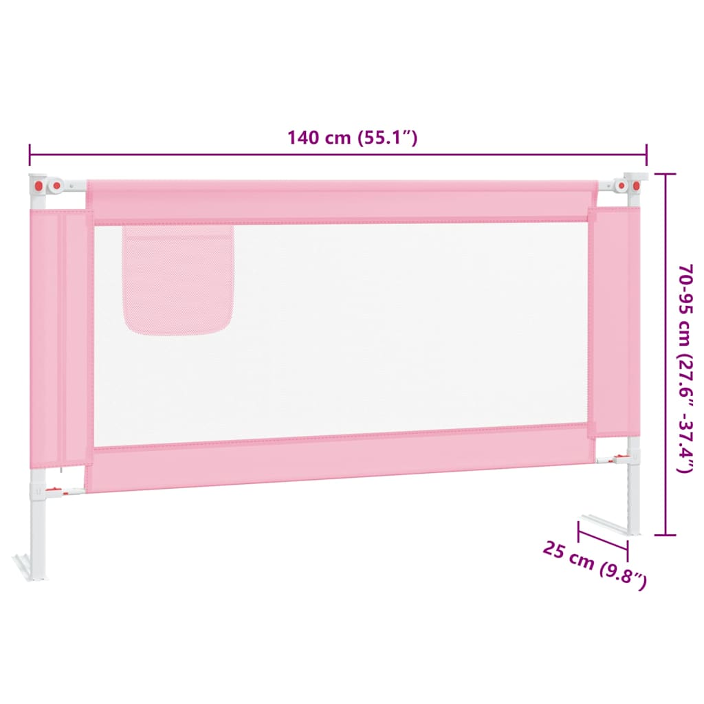 10201 vidaXL Toddler Safety Bed Rail Pink 140x25 cm Fabric