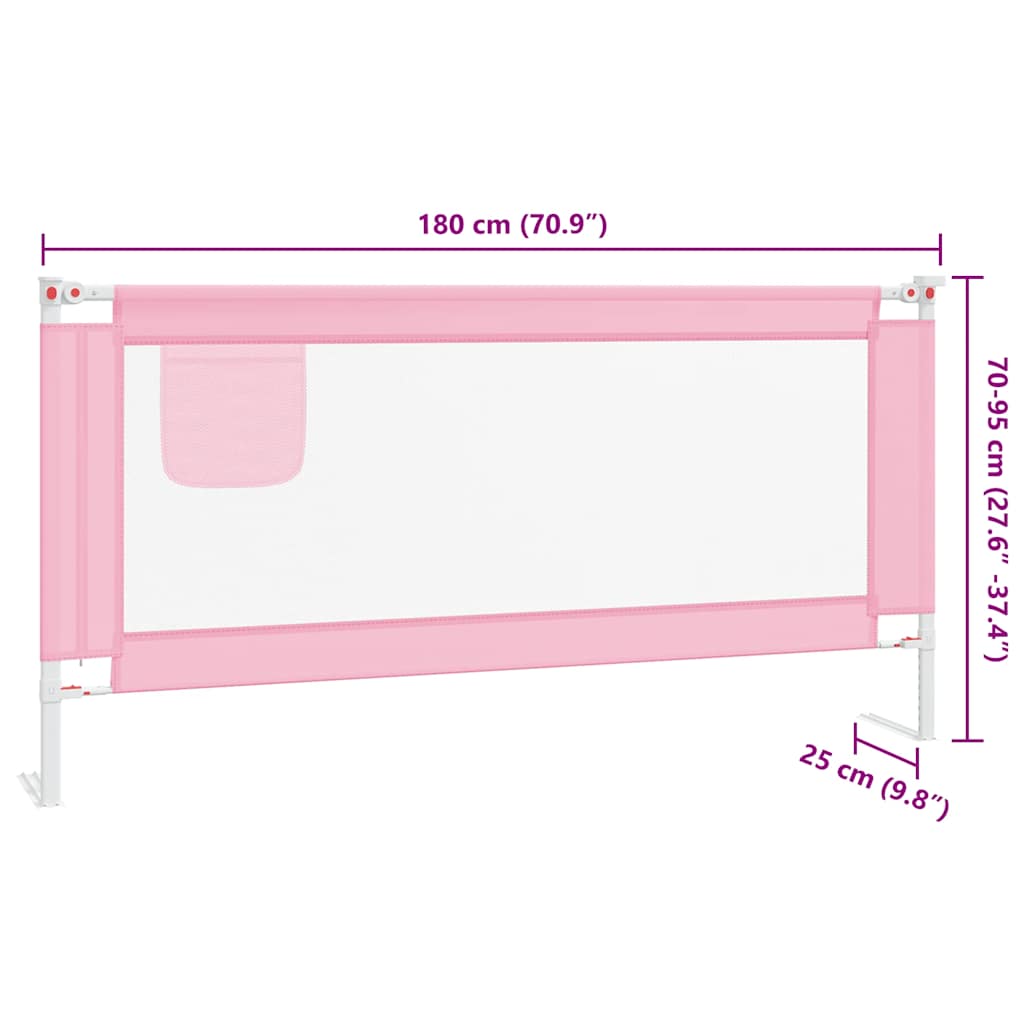 10204 vidaXL Toddler Safety Bed Rail Pink 180x25 cm Fabric