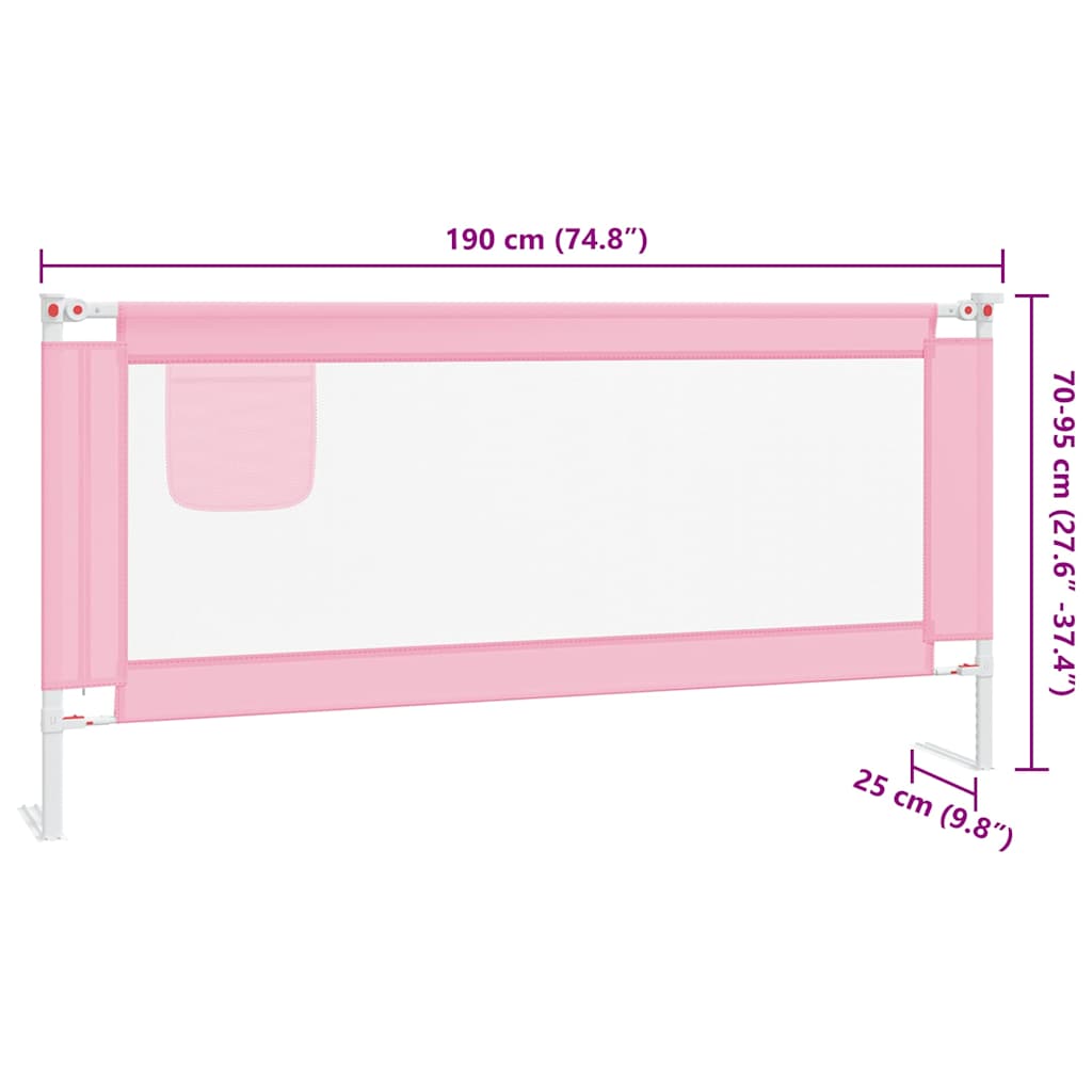 10205 vidaXL Toddler Safety Bed Rail Pink 190x25 cm Fabric