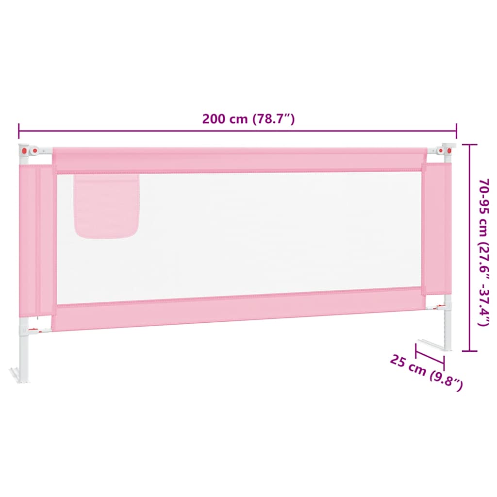 vidaXL Toddler Safety Bed Rail Pink 200x25 cm Fabric