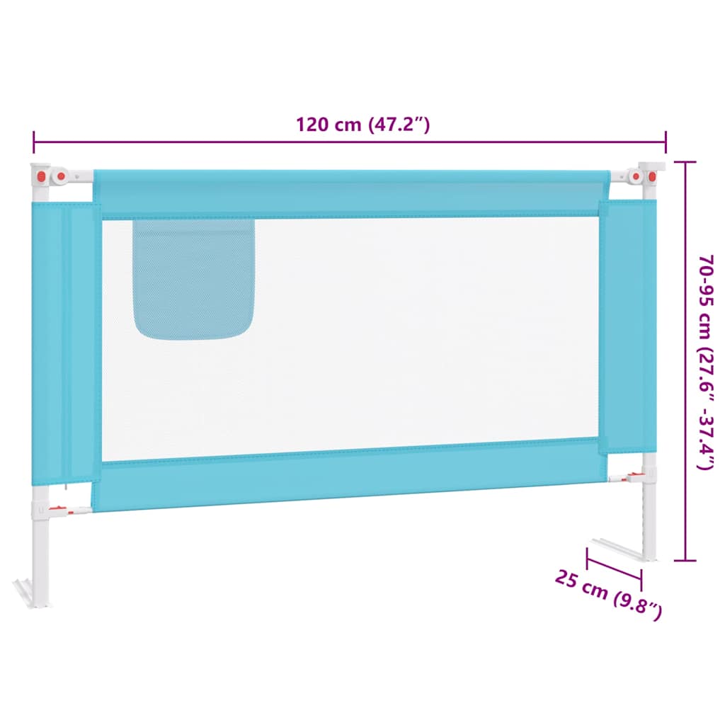 Toddler Safety Bed Rail Blue 120x25 cm Fabric