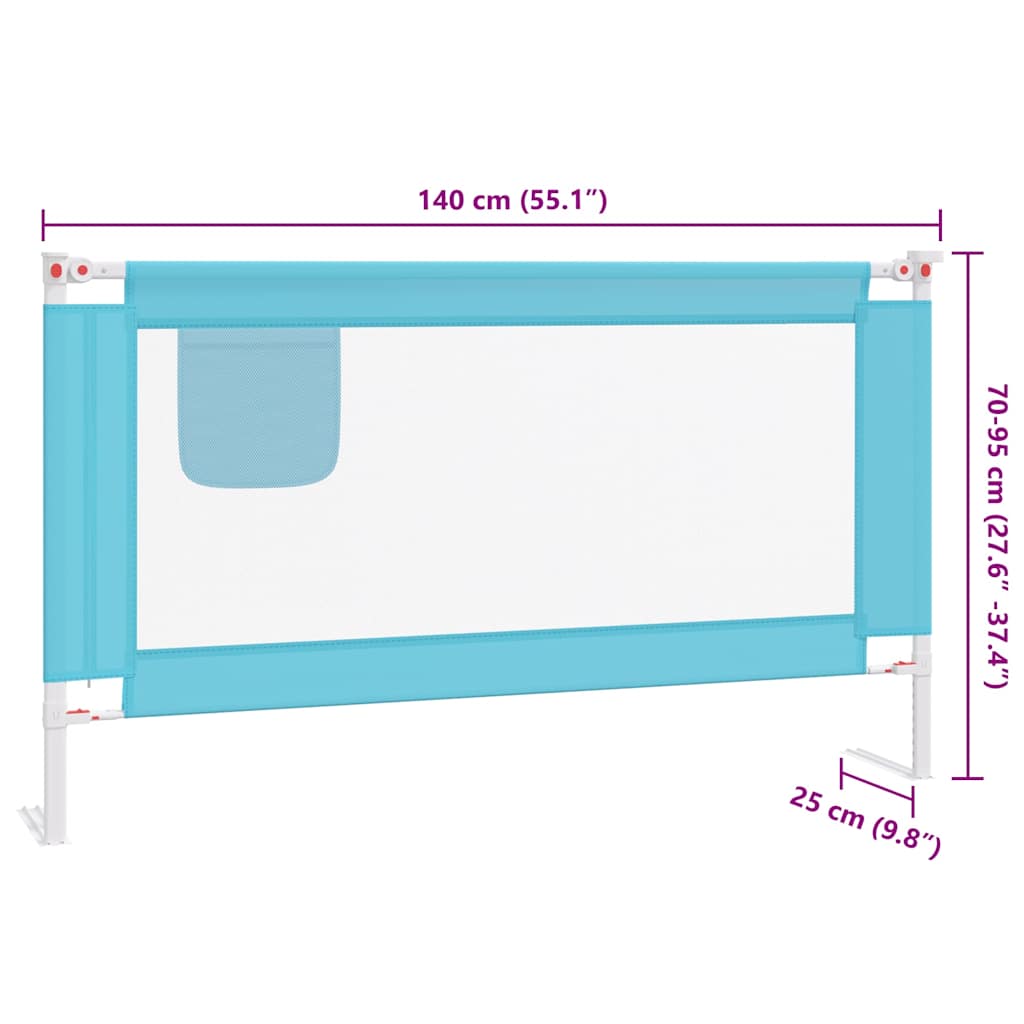 10210 vidaXL Toddler Safety Bed Rail Blue 140x25 cm Fabric