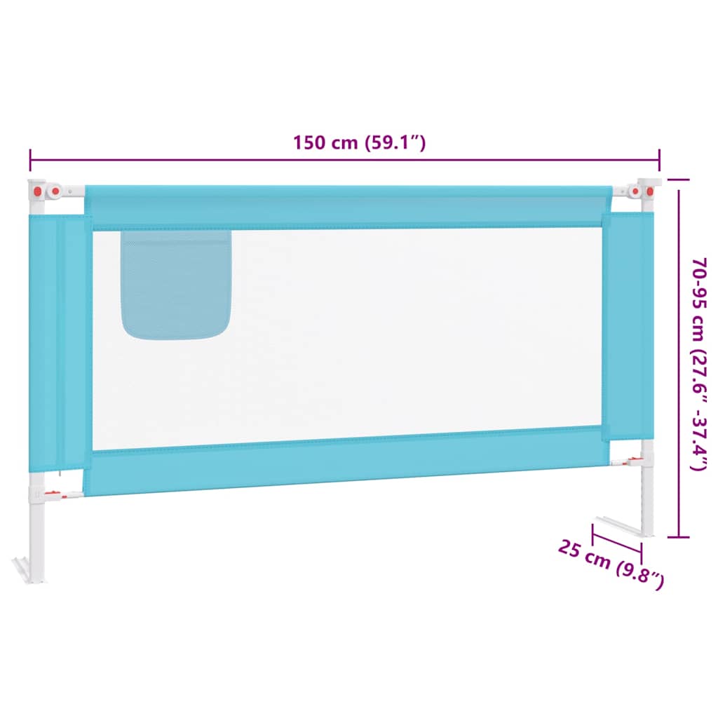 10211 vidaXL Toddler Safety Bed Rail Blue 150x25 cm Fabric