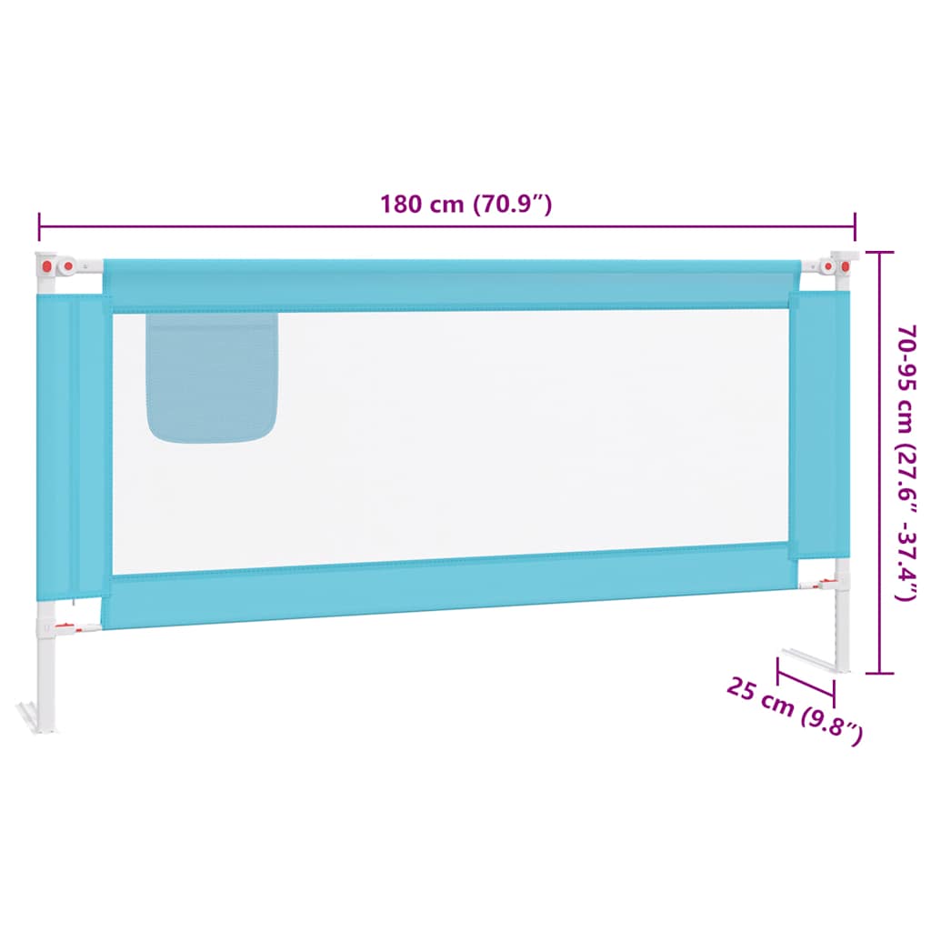 10213 vidaXL Toddler Safety Bed Rail Blue 180x25 cm Fabric