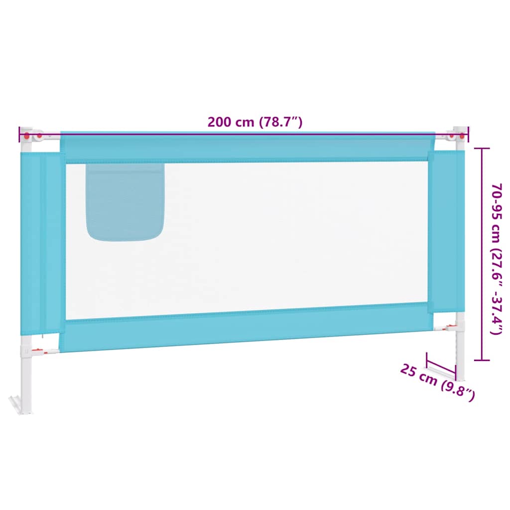 10215 vidaXL Toddler Safety Bed Rail Blue 200x25 cm Fabric