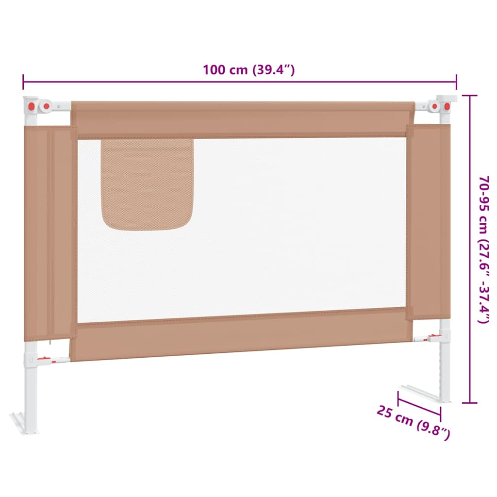10217 vidaXL Toddler Safety Bed Rail Taupe 100x25 cm Fabric