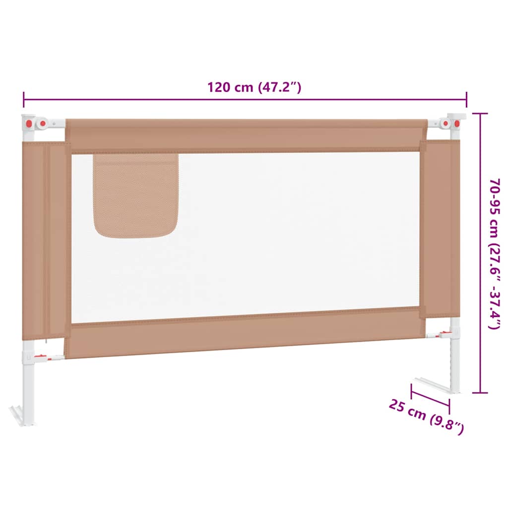 10218 vidaXL Toddler Safety Bed Rail Taupe 120x25 cm Fabric