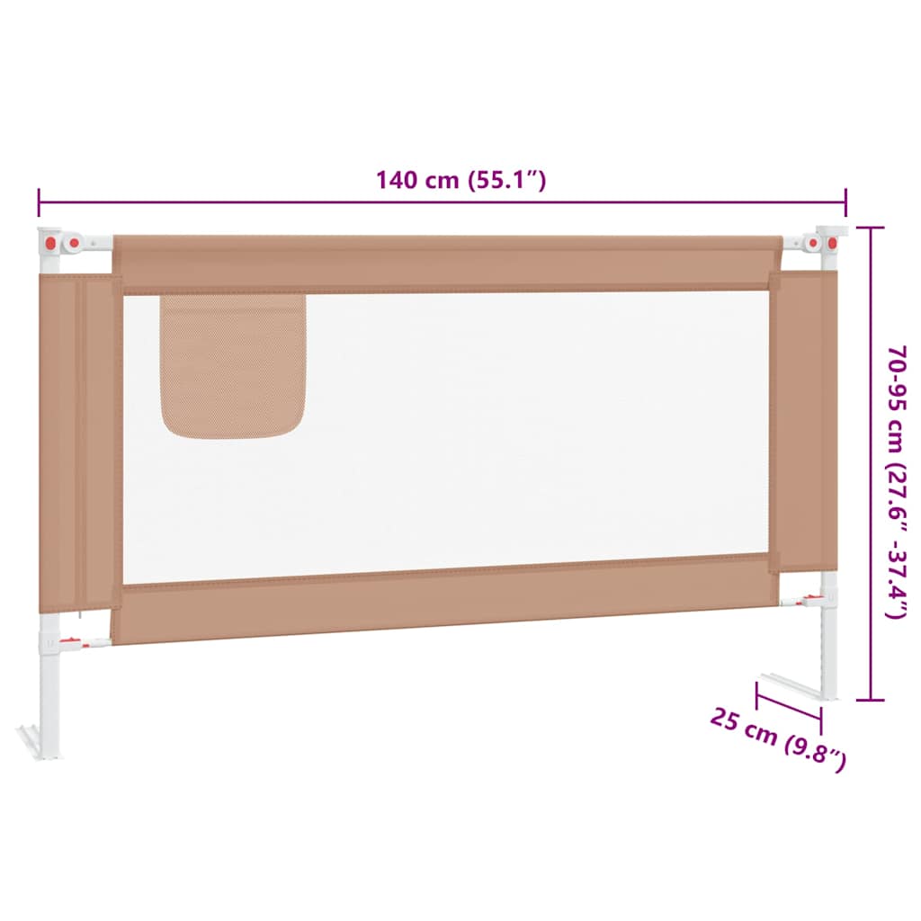 10219 vidaXL Toddler Safety Bed Rail Taupe 140x25 cm Fabric