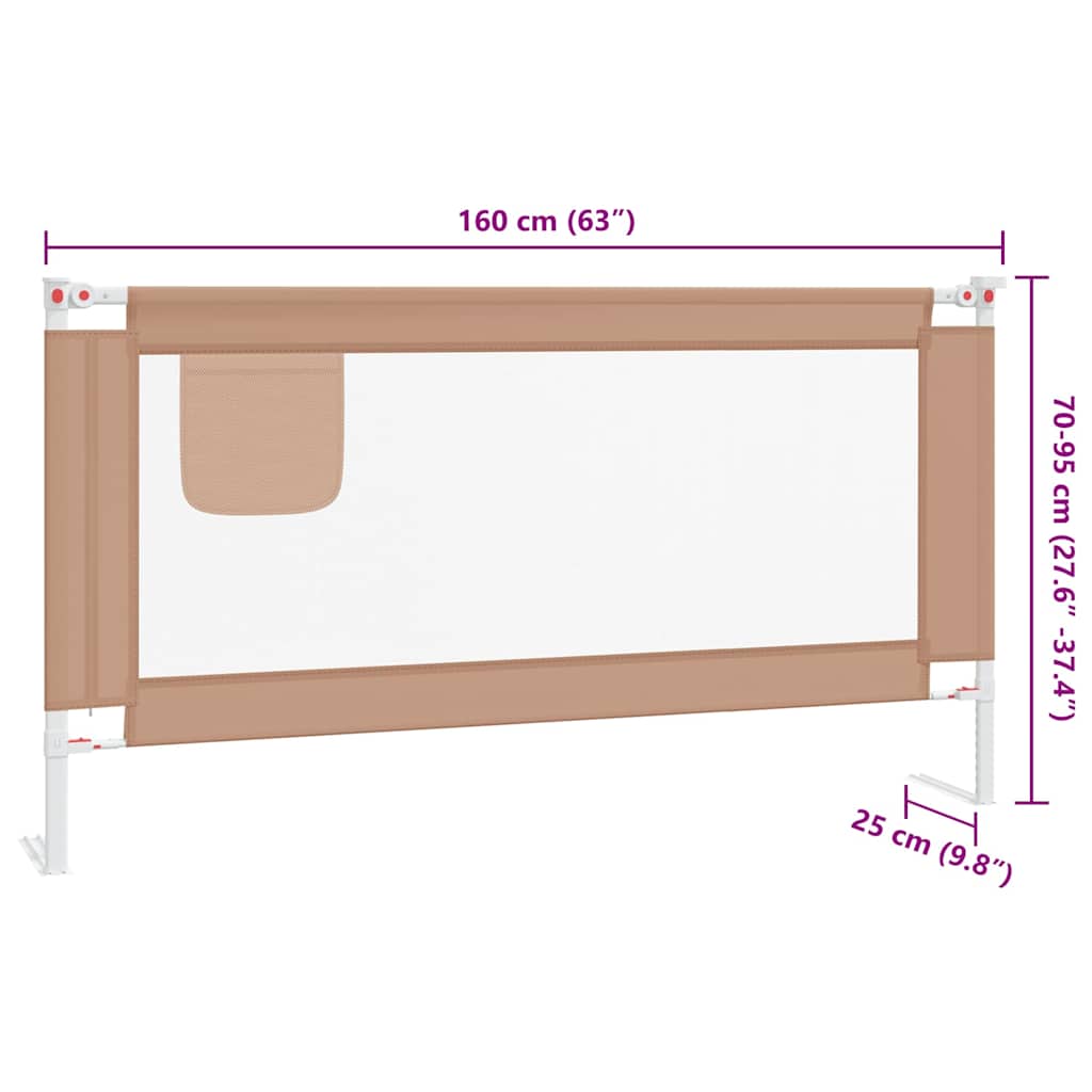 10222 vidaXL Toddler Safety Bed Rail Taupe 180x25 cm Fabric