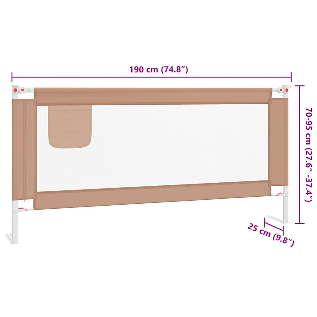 vidaXL Toddler Safety Bed Rail Taupe 190x25 cm Fabric