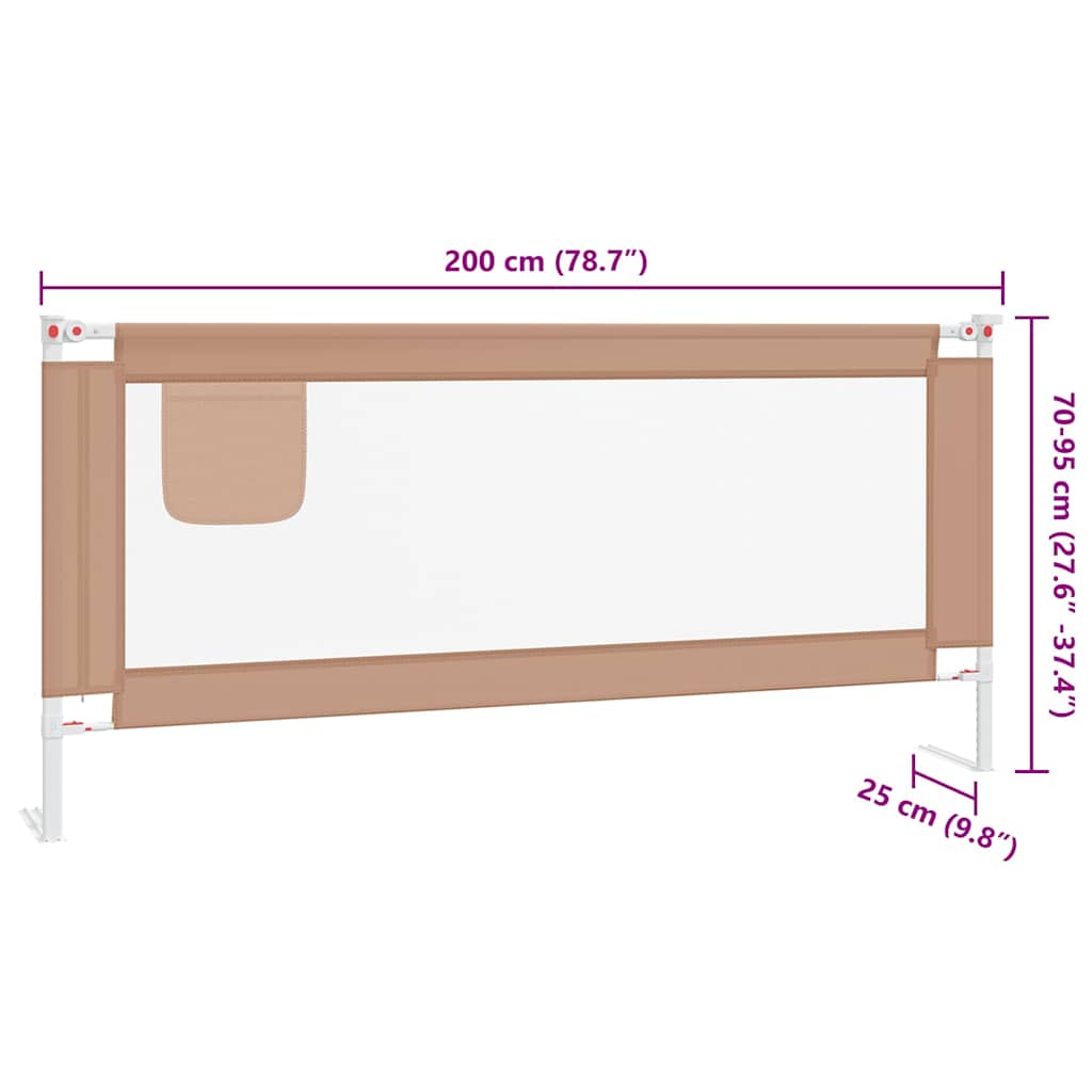 10224 vidaXL Toddler Safety Bed Rail Taupe 200x25 cm Fabric