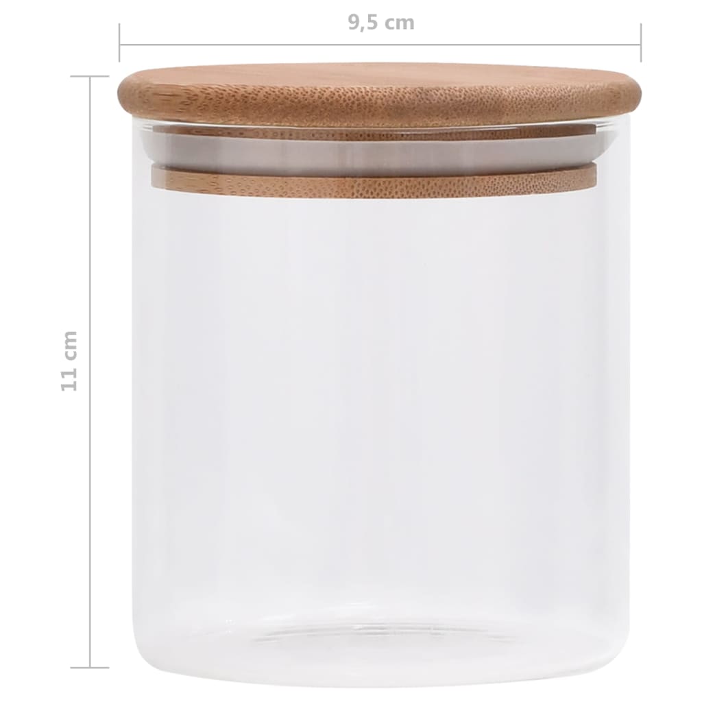 150694 vidaXL Storage Glass Jars with Bamboo Lid 6 pcs 600 ml