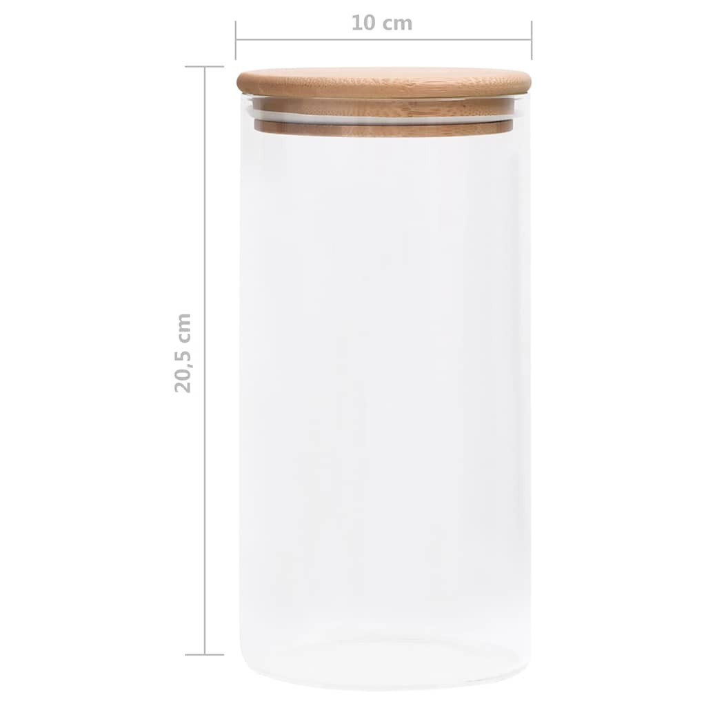 150705 vidaXL Storage Glass Jars with Bamboo Lid 4 pcs 1200 ml