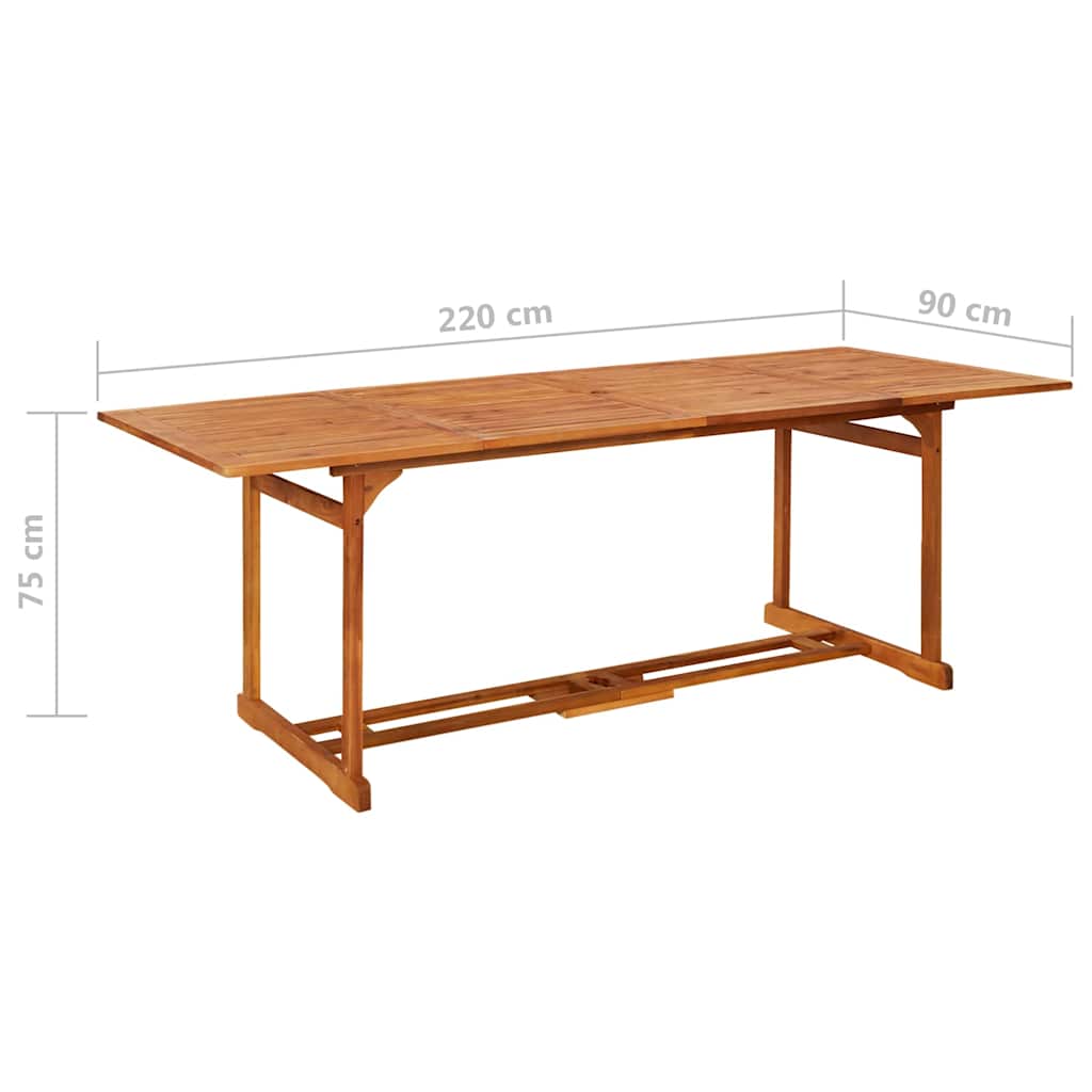 315946 vidaXL Garden Dining Table 220x90x75 cm Solid Acacia Wood