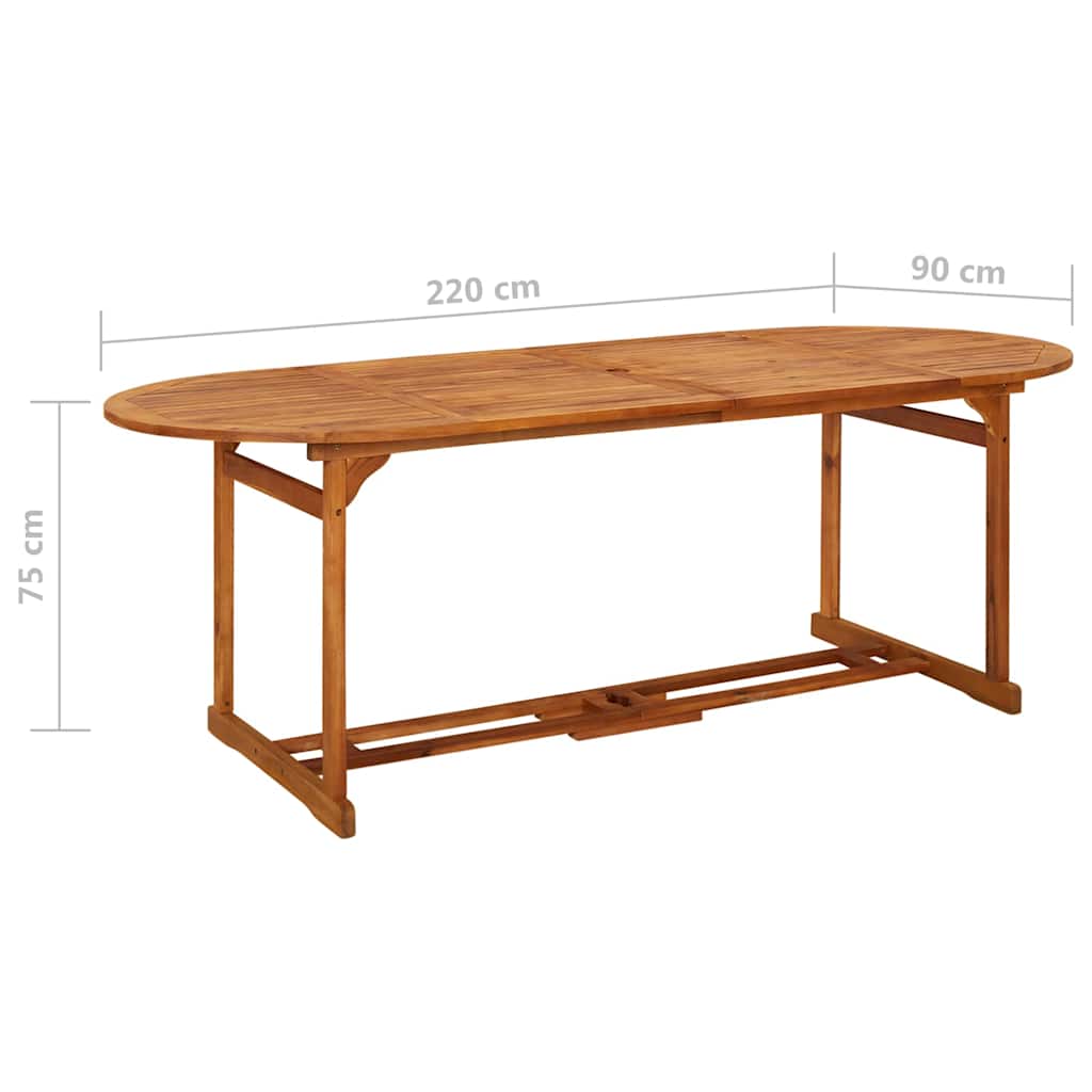 315949 vidaXL Garden Dining Table 220x90x75 cm Solid Acacia Wood