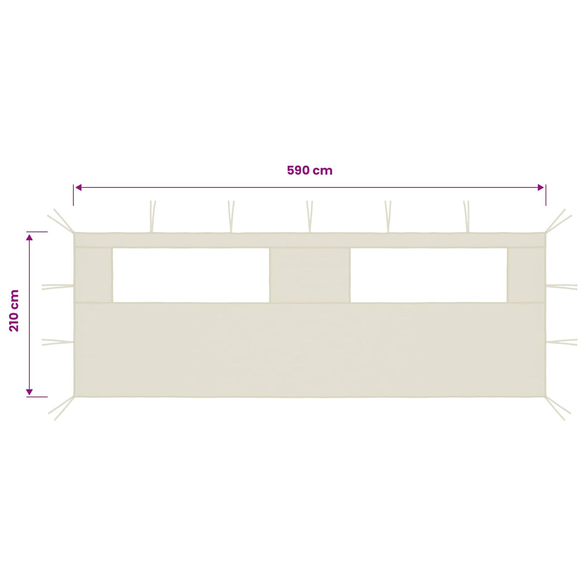 Gazebo Sidewall with Windows 6x2 m Cream